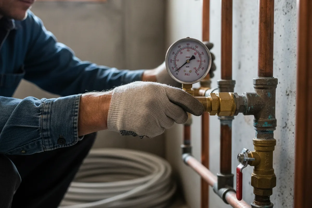 Pressure testing a repaired line during Water Line Repair in Ontario